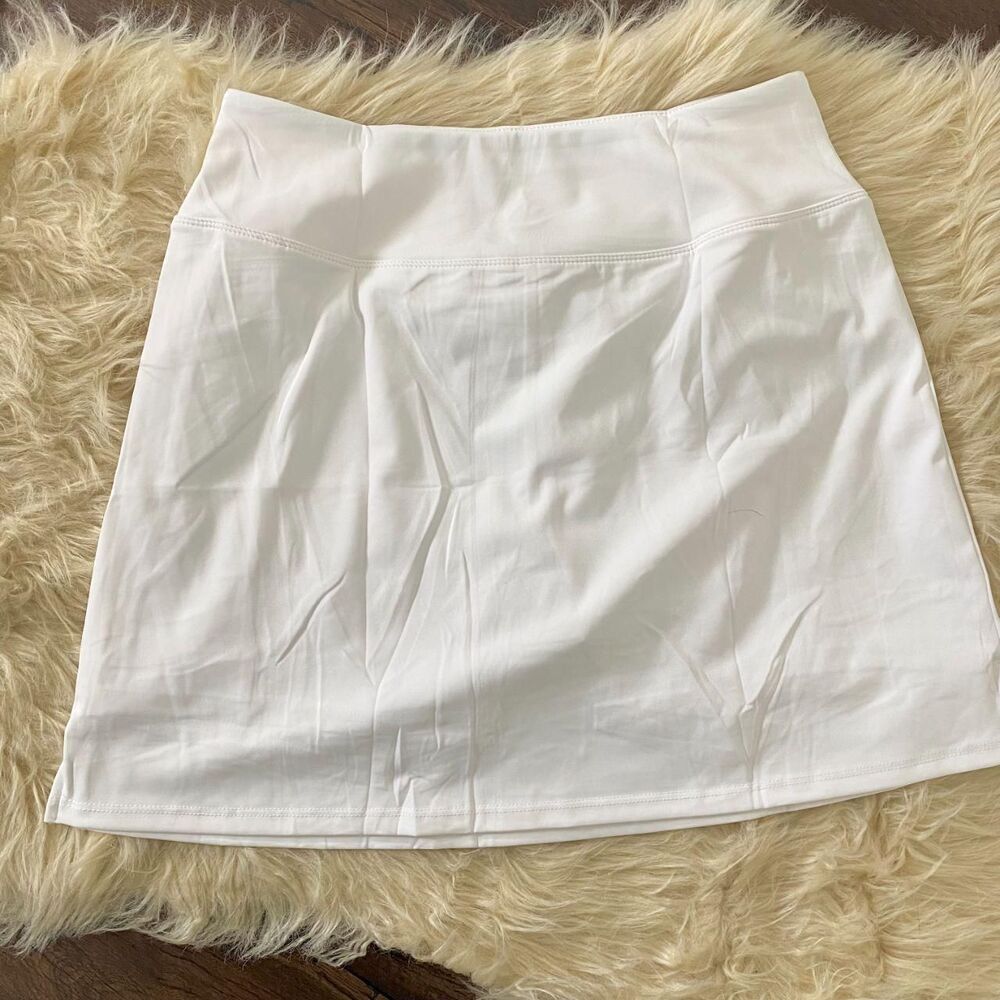 NWT White Santiny Gym Workout Mini Skirt Shorts Skort Size US M